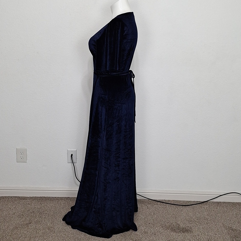 Baltic Born Navy Blue Meghan Velvet Whimsigoth Witchy Wrap Maxi Dress Size XXXL - Picture 9 of 14